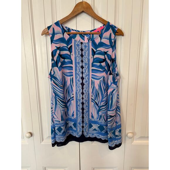 Lilly Pulitzer Tops - Lilly Pulitzer Blue And Pink Tank Top Size XL